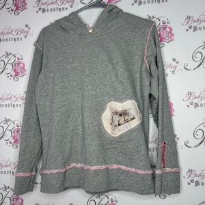 Anne geddes sweater hoodie butterfly hood ruffle frill embroidered trim y2k